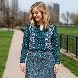 Boden Womens‎ 4 Geometric Silk Blend Blouse Boho Modern Workwear Minimalist Chic